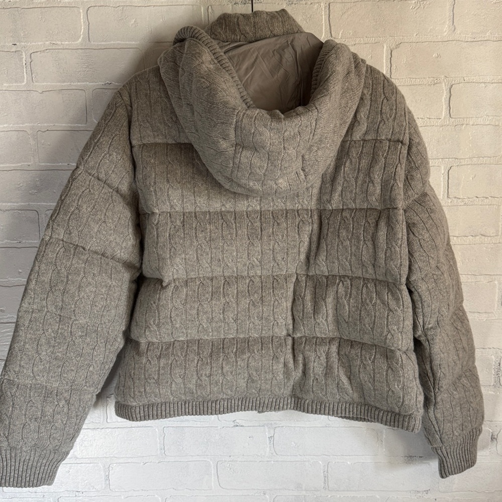 Polo Ralph Lauren Cable-knit wool and cashmere down jacket gray Size Large NWT - Picture 8 of 14